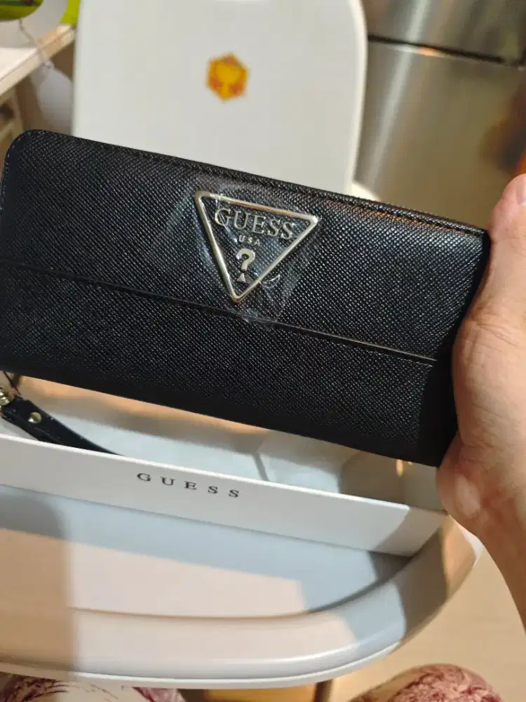 DOMPET ORI GUESS HITAM BLACK PANJANG
