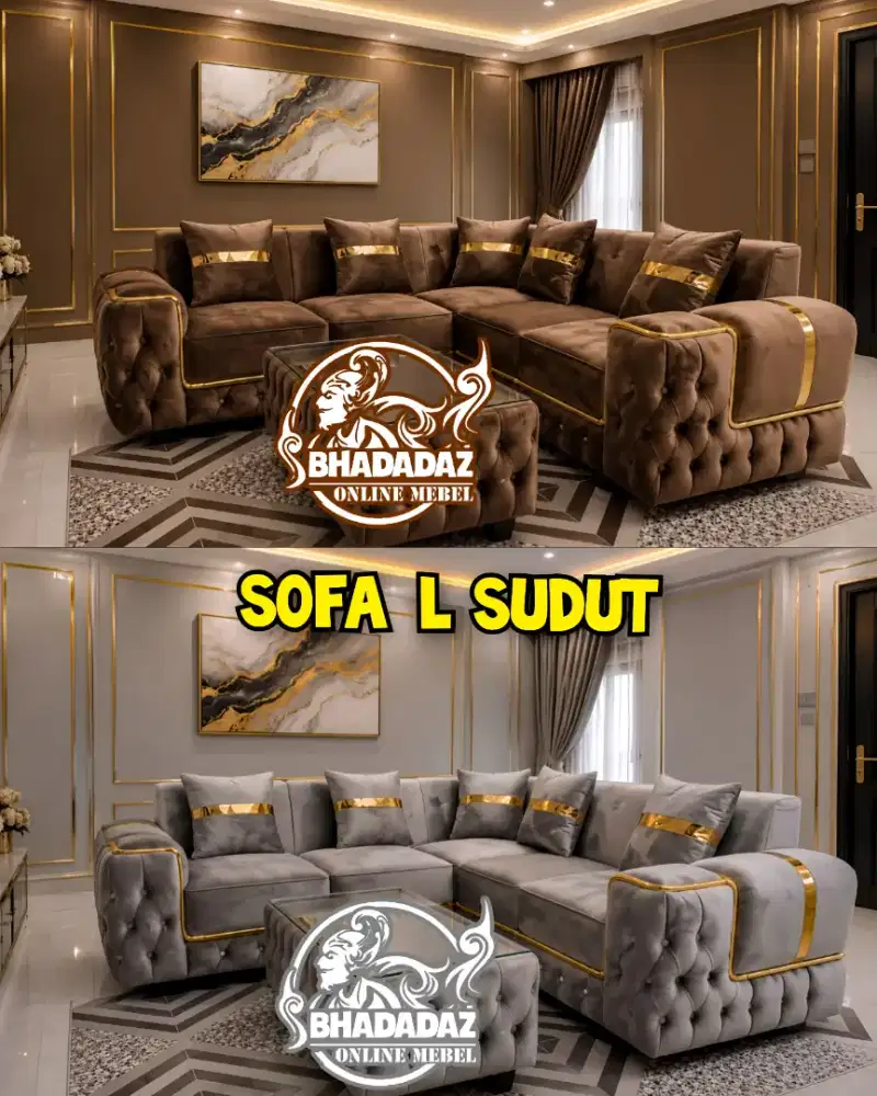 Sofa L Sudut Lis Gold