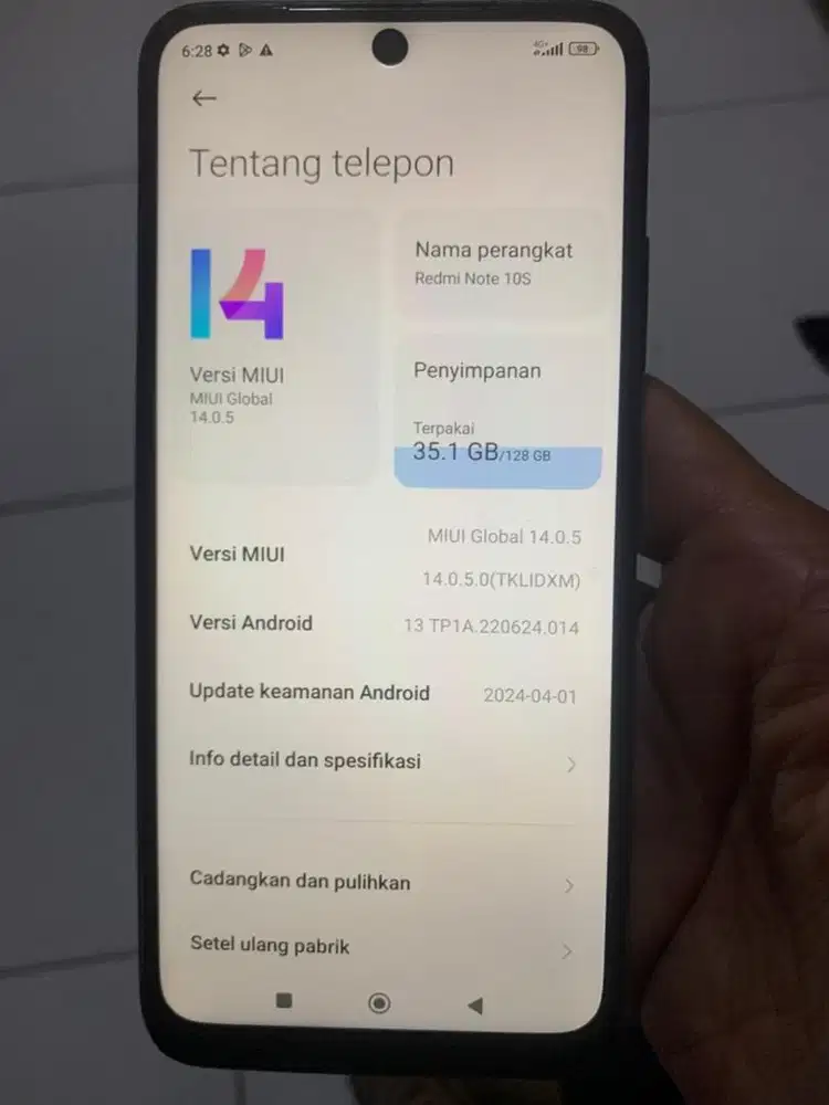 Xiaomi Redmi Note 10s 6+5 internal 128