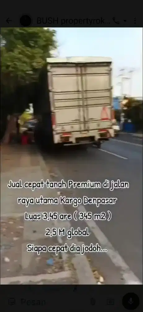 Tanah komersil 345m2 jln utama cargo Denpasar 2,5 nett lebar 30 mtr