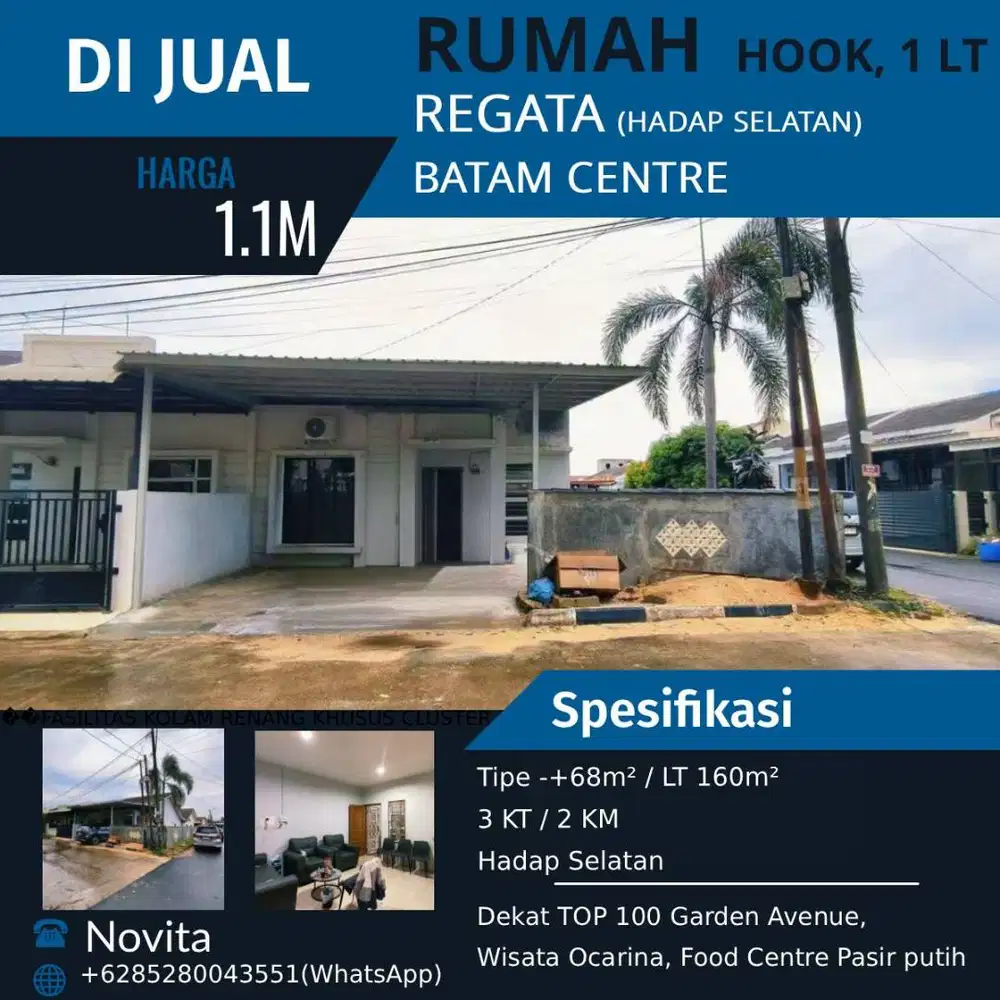 1 Unit Rumah Hook di REGATA, Batam Centre..