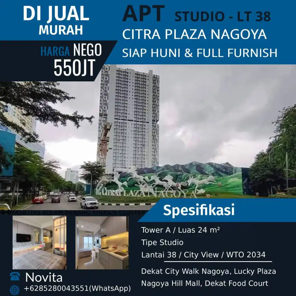 1 Unit Apartment Citra Plaza Nagoya  Siap Huni & Full Furnish.