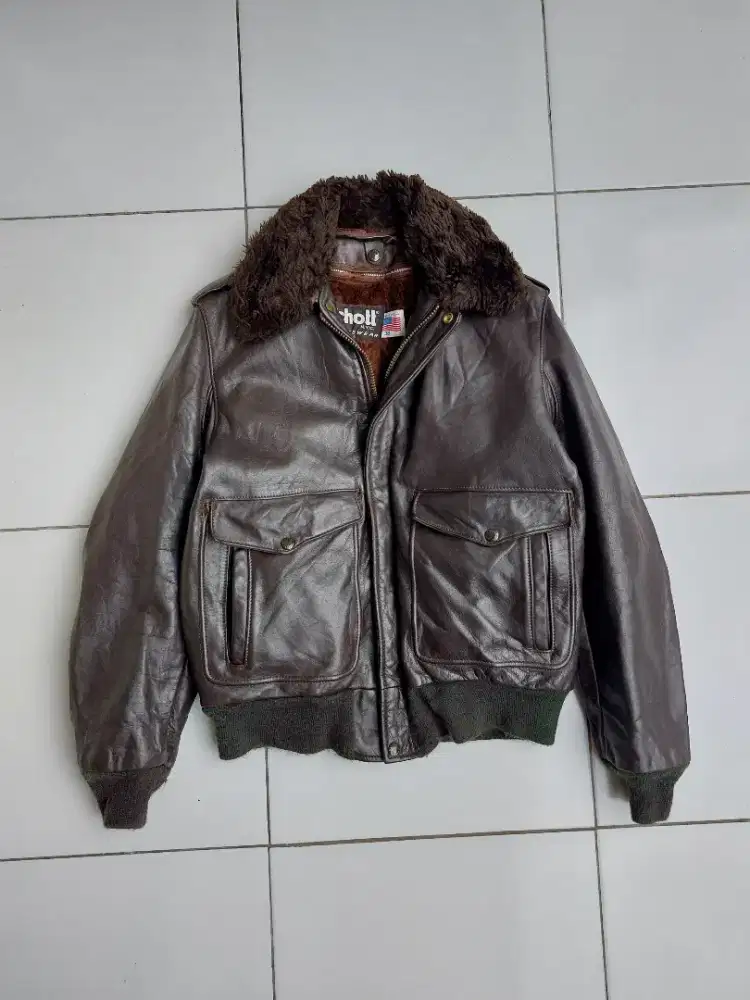SCHOTT 184SM VINTAGE A2 LEATHER FLIGHT JACKET MILITARY JAKET KULIT
