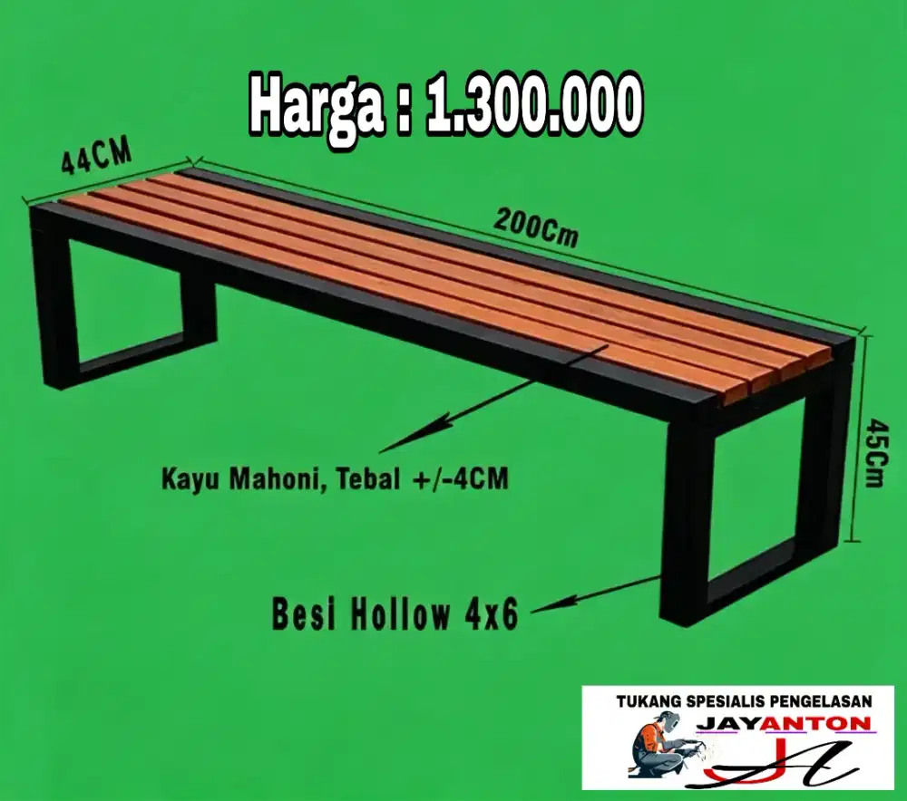Kursi besi kayu