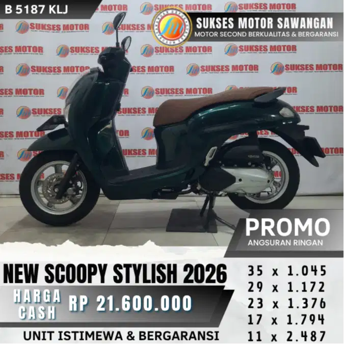 MULUS HONDA NEW SCOOPY STYLISH TH 2026 HIJAU BISA KREDIT BERGARANSI
