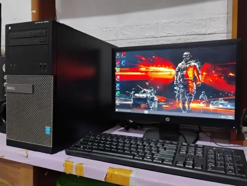Pc gaming roblox dell / intel gen4 + ram 8gb + monitor 19inch HP