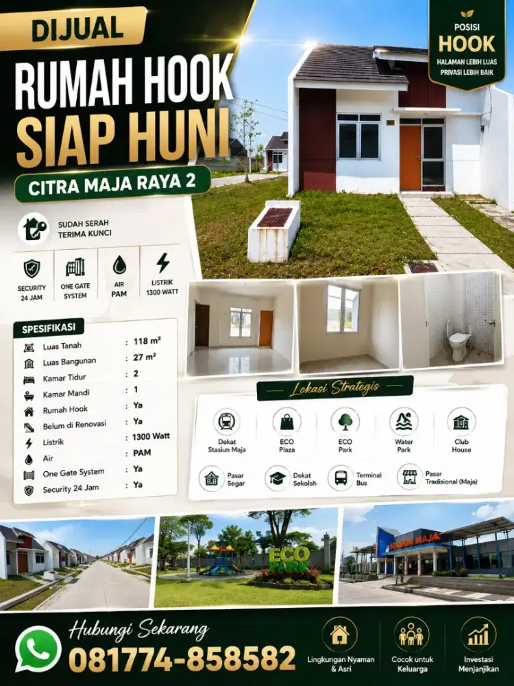 Dijual Rumah Hook Siap Huni Citra Maja Raya 2 | HGB | 2 KT
