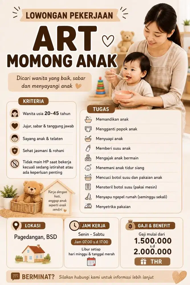 Dicari ART Momong Bayi