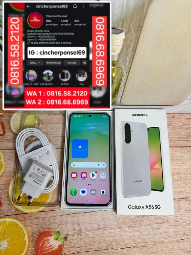 Jual hp LIKENEW SAMSUNG A56 5g 8/256 istimewa grns 10 26 free adaptor