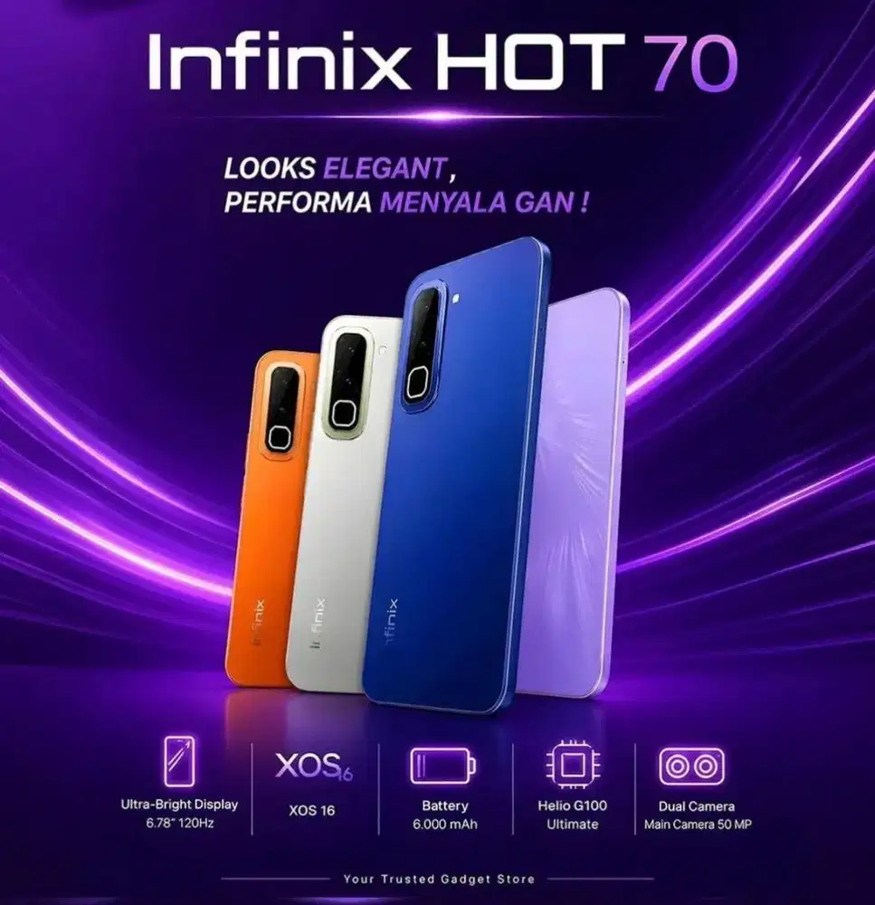 Infinix Hot 70 6/128 night pulse (baru) garansi resmi