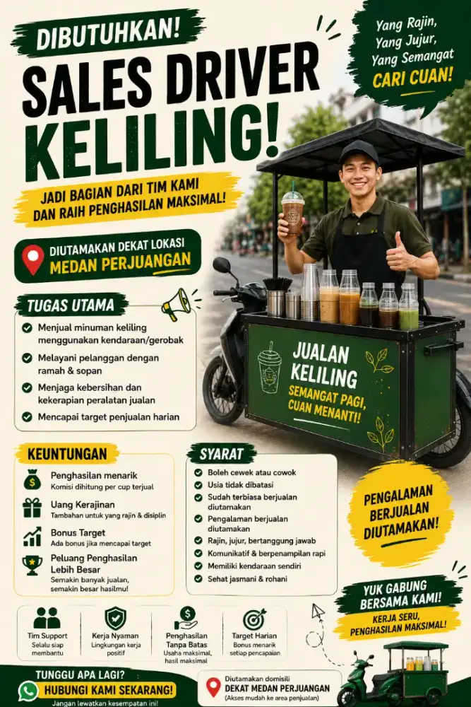 Jualan minuman keliling pakai gerobak sepeda listrik