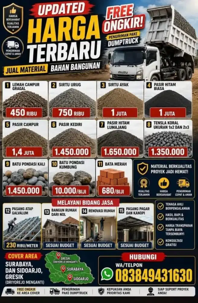 Material bahan bangunan free ongkir