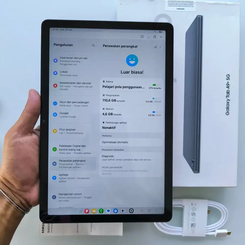 SAMSUNG GALAXY TAB A9+ 5G 8/128GB, BISA DI KASI KARTU SIM