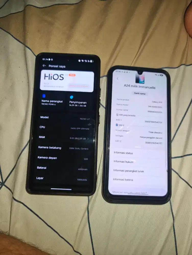 techno pova 6 & samsung a24