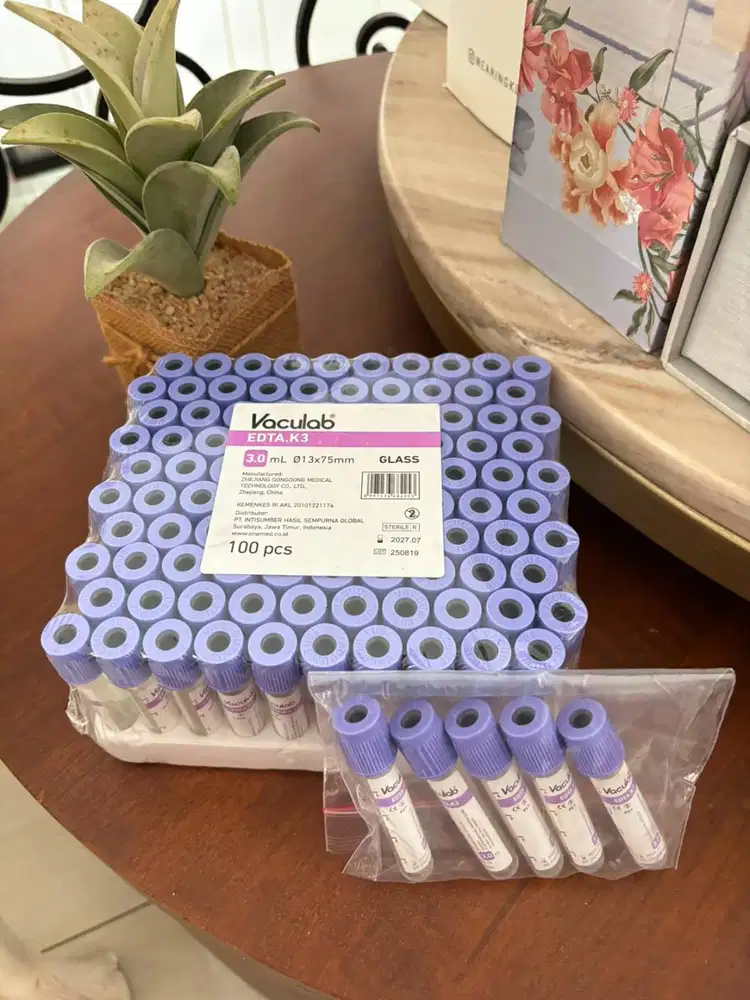 Tabung Darah Vaculab EDTA K3 Isi 100pcs 3.0ml 13x75mm (Bonus 5 tabung