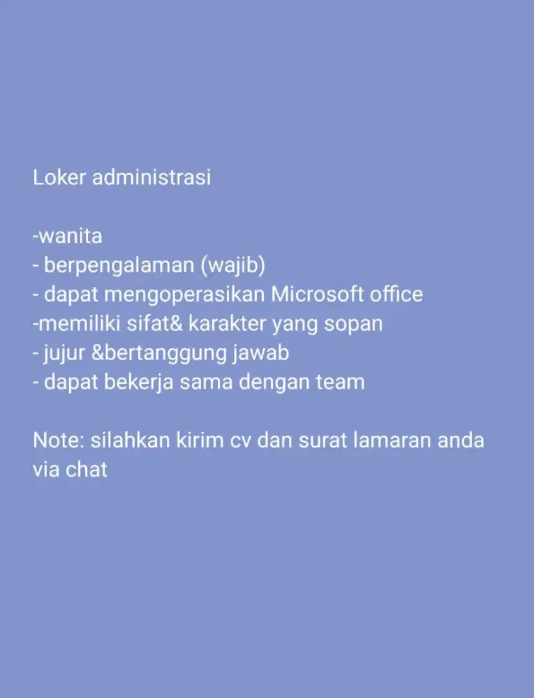 Dicari loker administrasi