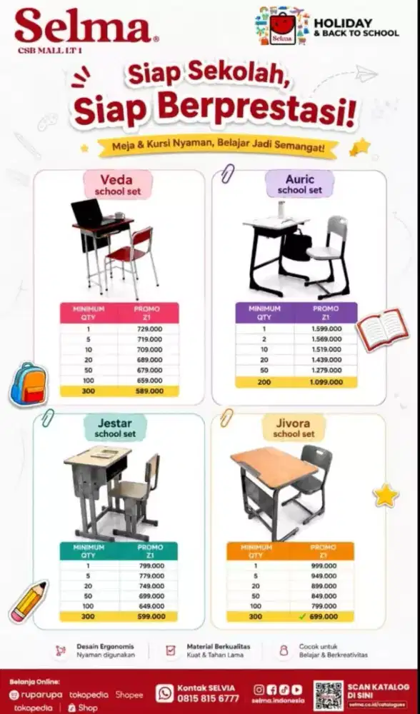 Meja sekolah set