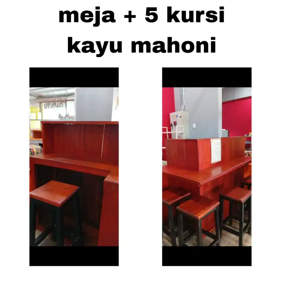 Meja Warkop dengan bahan Kayu Mahoni.