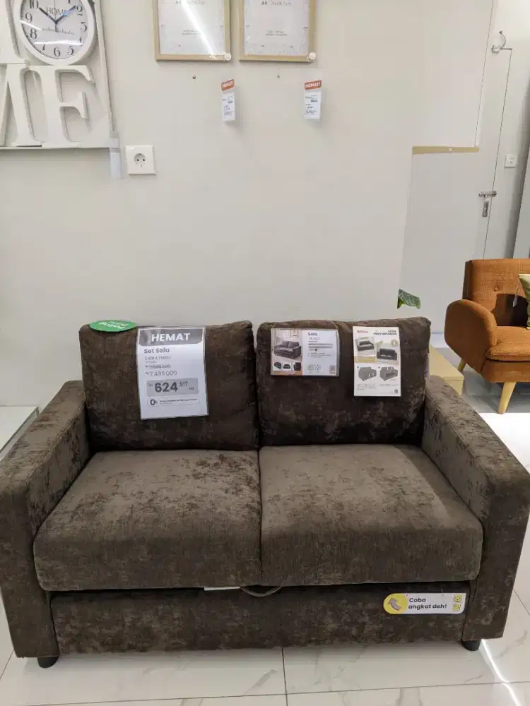 sofa penyimpanan 2 seater