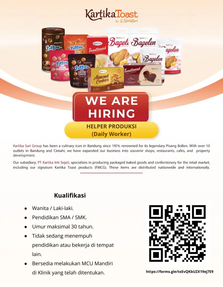 Lowongan Kerja Helper Produksi (karyawan harian lepas)