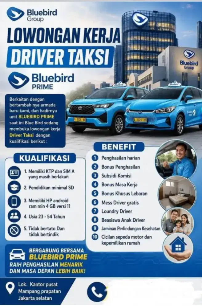 DI butuhkan driver , tanpa di pumut biaya admin