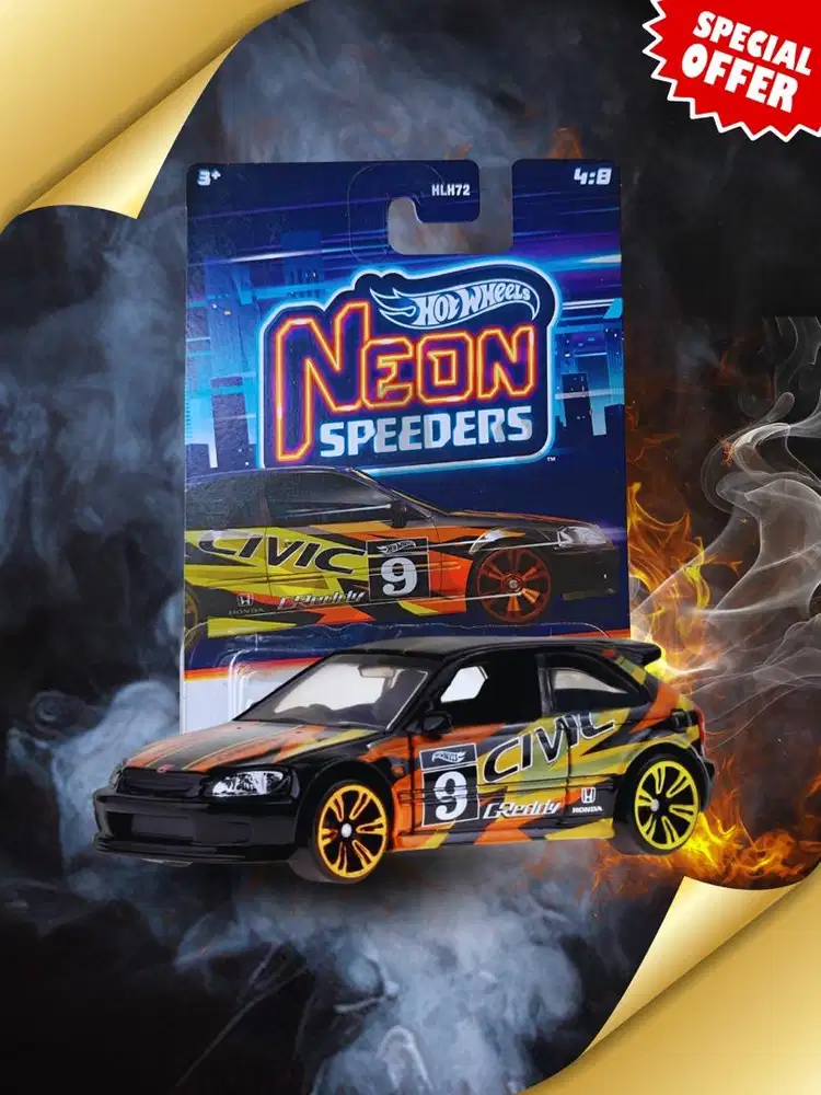 Hot Wheels Honda Civic Type R (EK9) Neon Speeders Black 2023 Diecast