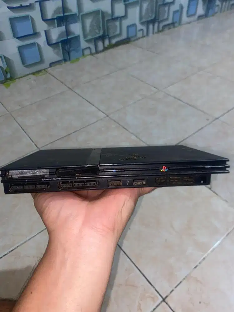 PS2 Slim Original Sony SCPH-75006 Fullset 2 Stik + Kabel + Kaset