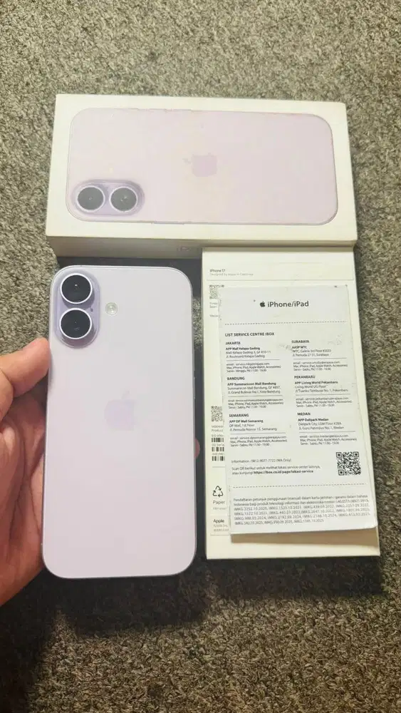 Iphone 17  256gb lavender ibox  Bh100% cc 14 - Garansi mei 2027