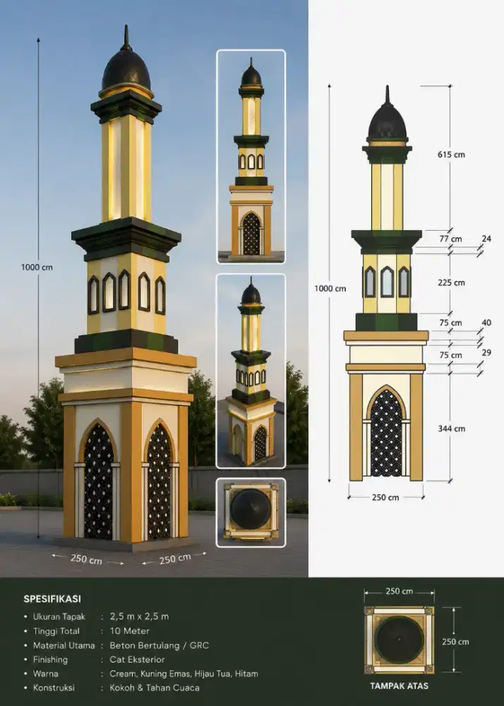 Jasa Pembuatan Menara GRC Masjid Custom di Duren Sawit Jakarta Timur