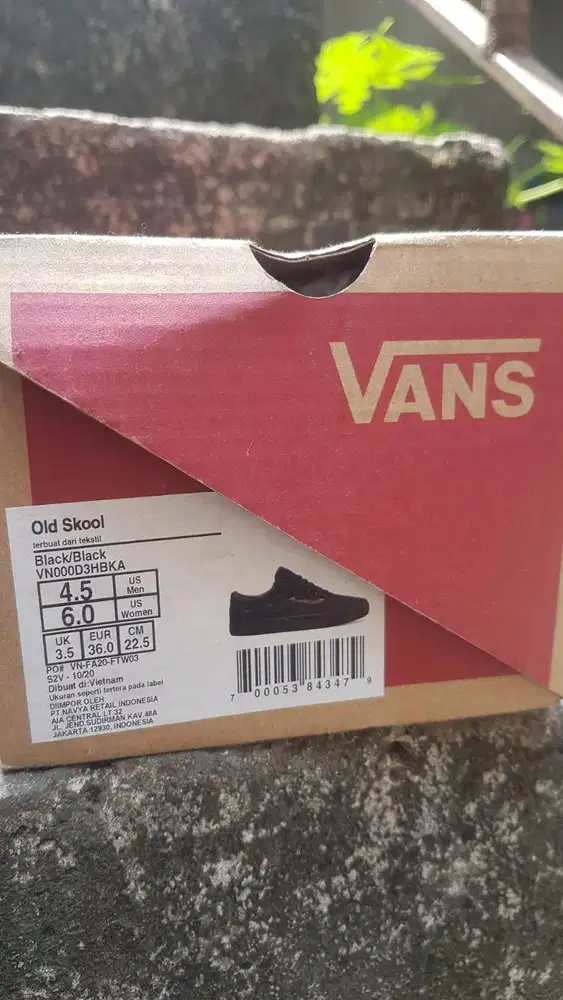 Preloved SALE! Vans Old Skool Original Black Size 36 Fullset Box