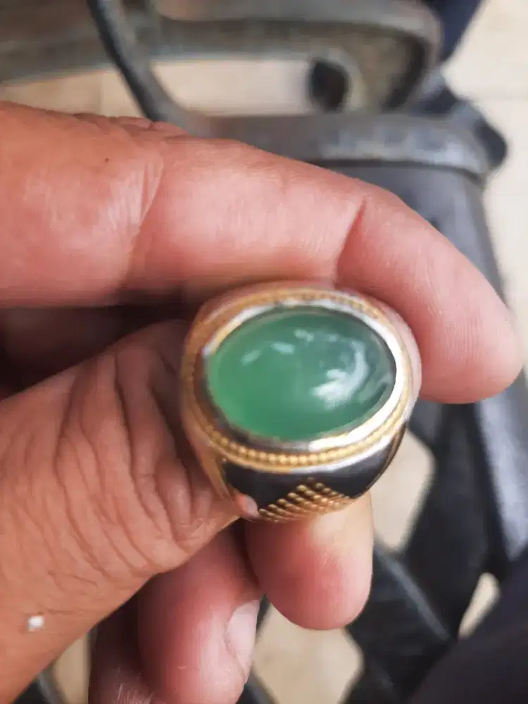 Jual cincin batu hijau garut ikatan titanium
