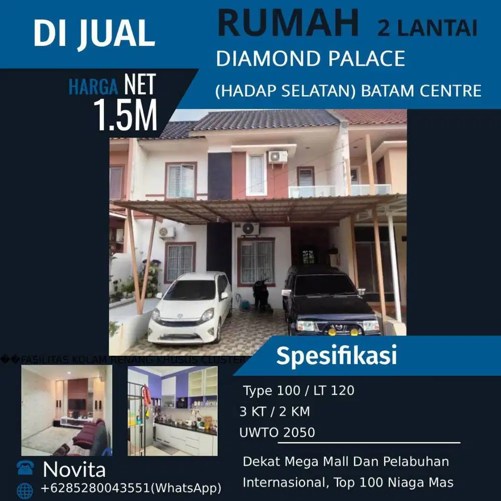 Rumah 2 Lantai Siap Huni DIAMOND PALACE (Hadap Selatan) Batam Centre