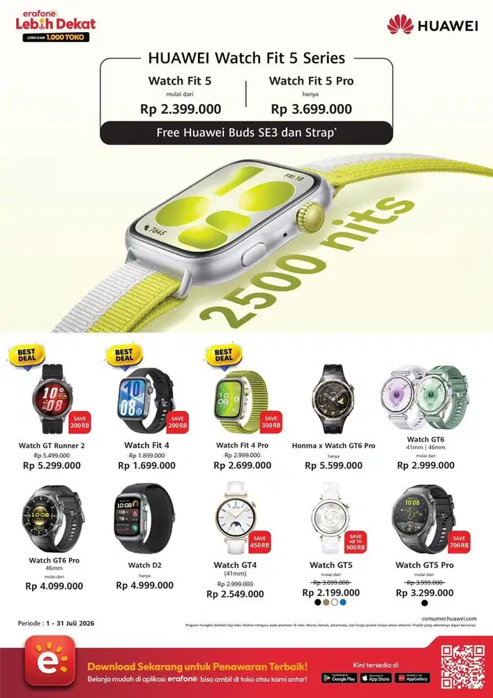 HUAWEI WATCH FIT 5 ( FREE TWS DAN STARP )