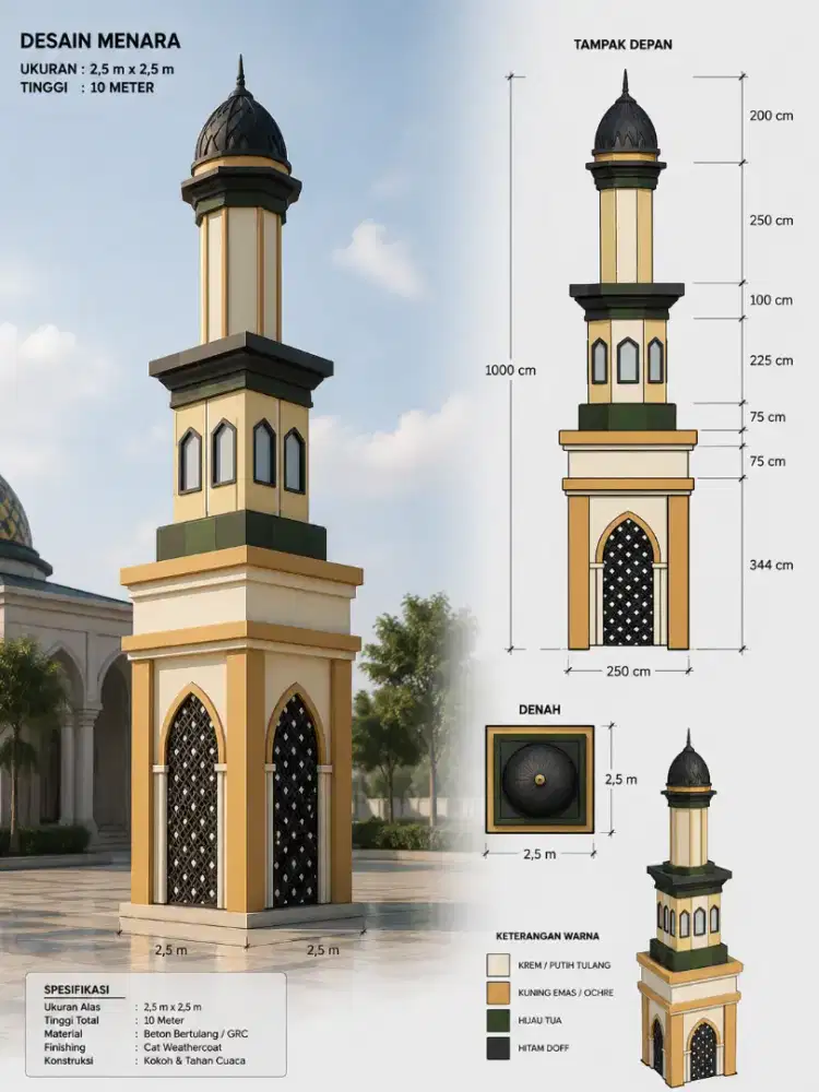 Produsen Menara GRC Masjid Modern di Kramat Jati Jakarta Timur