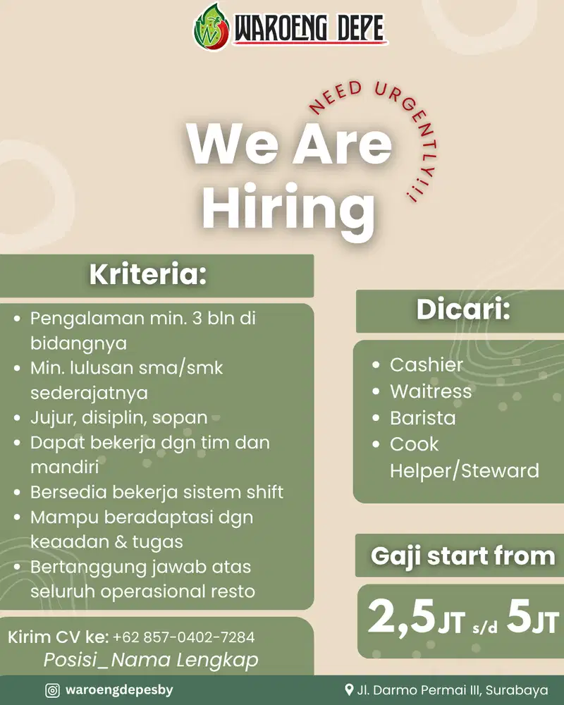 LOWONGAN KERJA RESTO