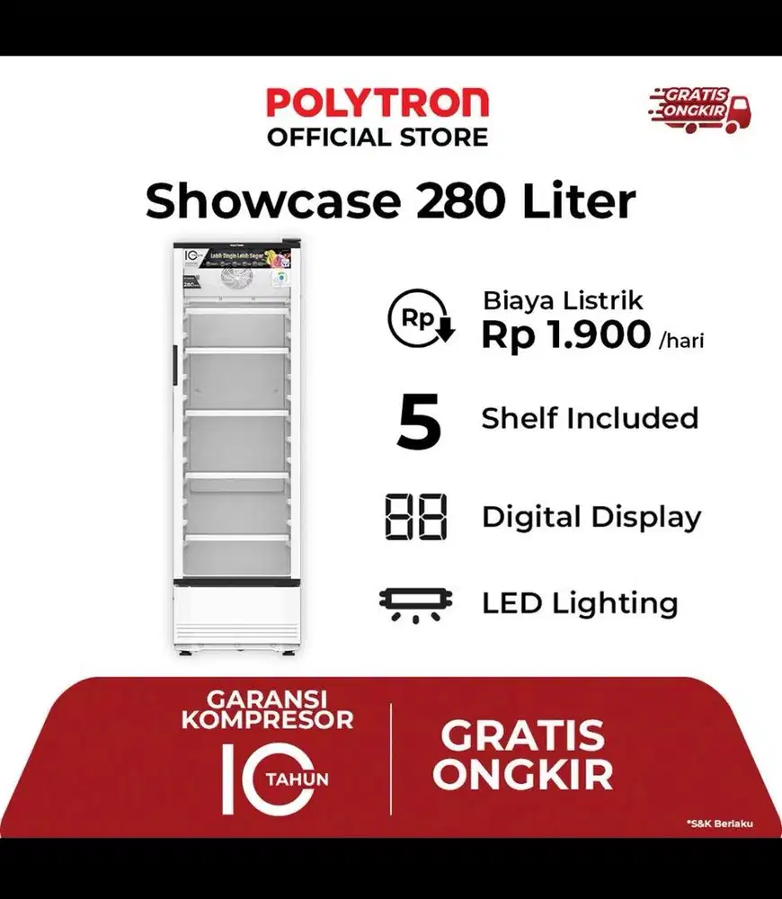 Polytron showcase fastcool 280 L Bekas Rasa Baru