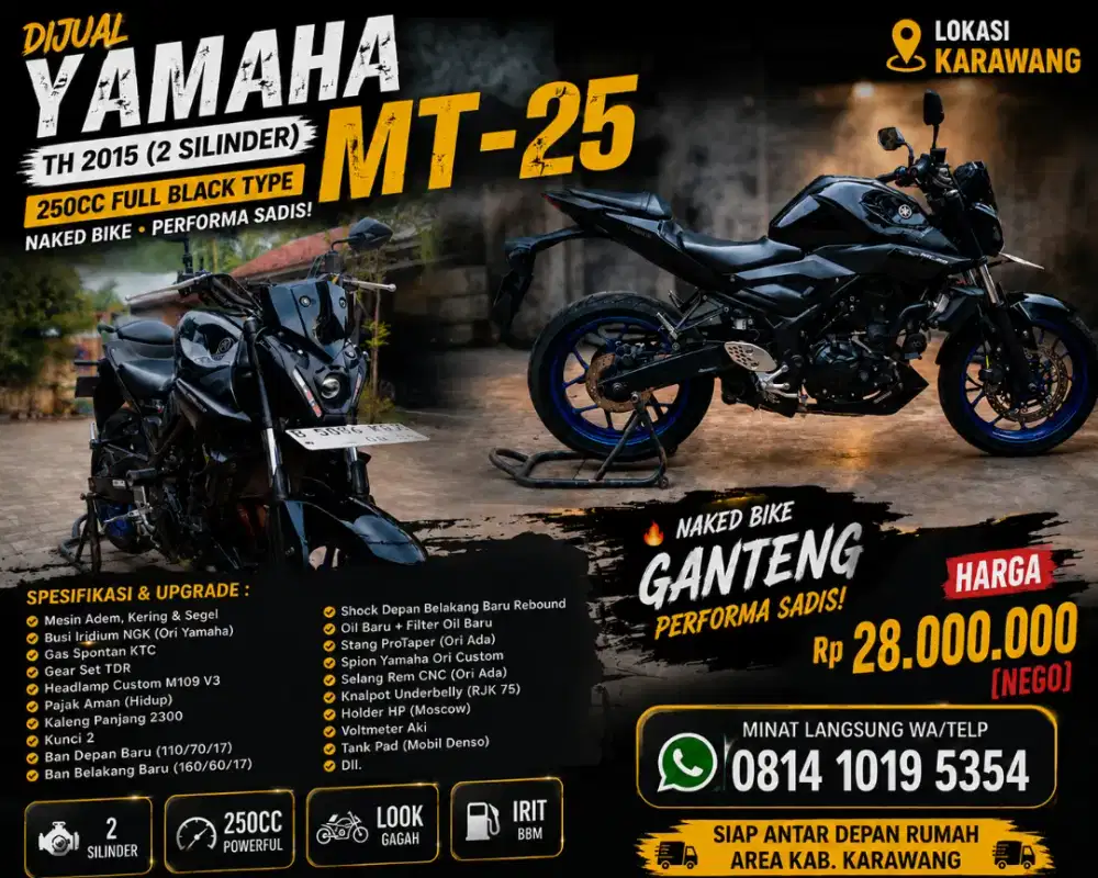 Yamaha MT25 2015 Full Modif Elegan - Performa Sadis, Harga Nego