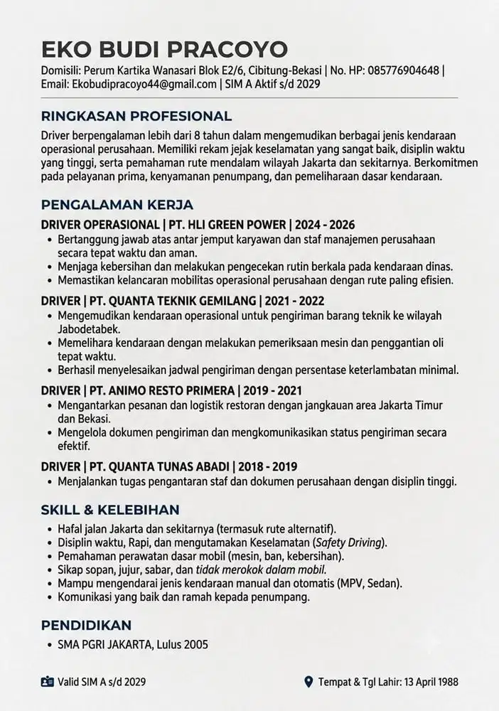 Mencari pekerjaan driver