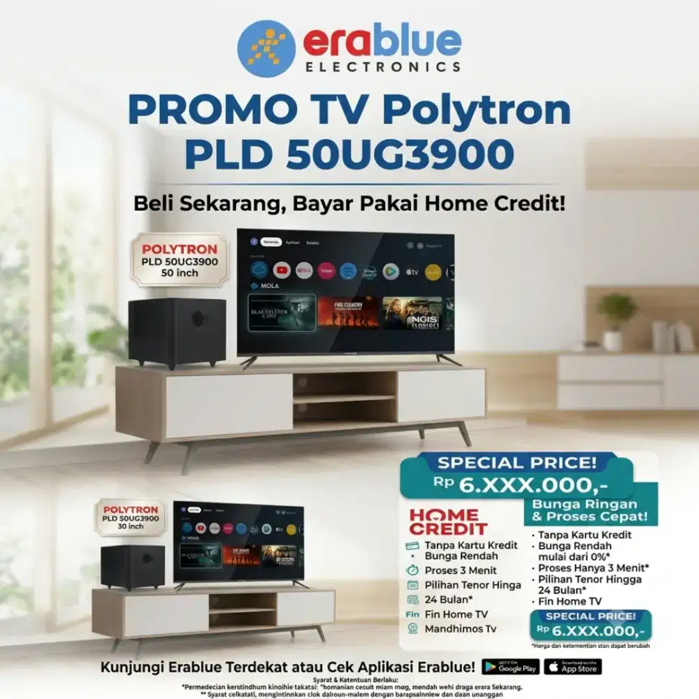 CICIL TV POLYTRON 50 INCH DI ERABLUE JATIHANDAP PAKAI HOME CREDIT
