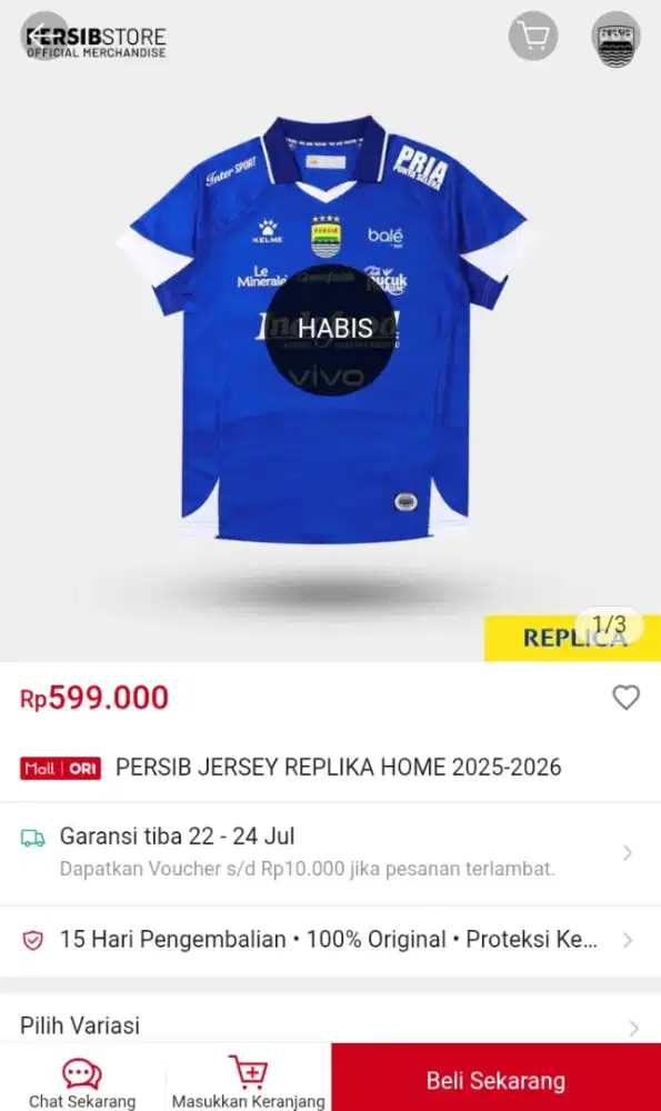 Baju persib player replika 2025-2026