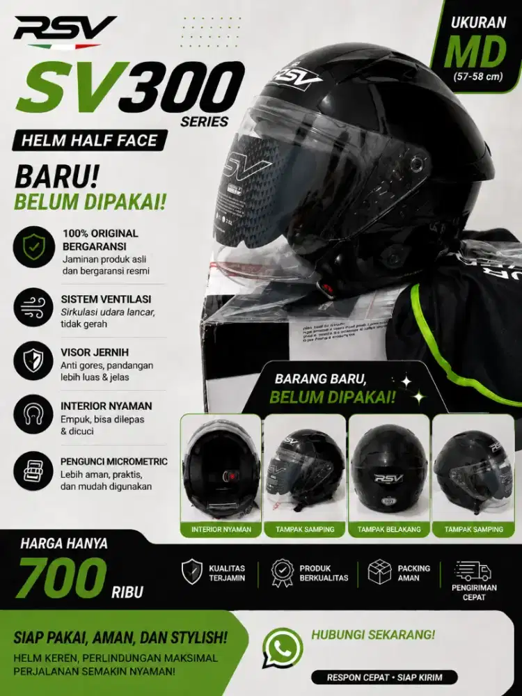 Helm RSV SV300 Series Black Glossy