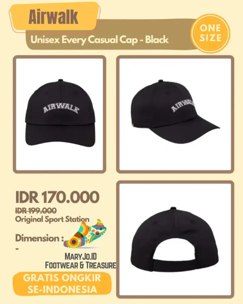 Airwalk Unisex Every Casual Cap - Black