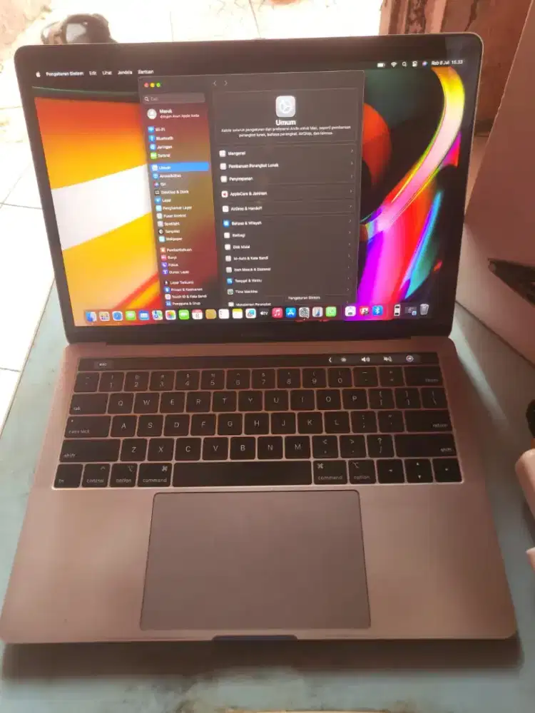 Macbook pro 13inc 2019 core i5 ram8 ssd128gb touchbar fullset