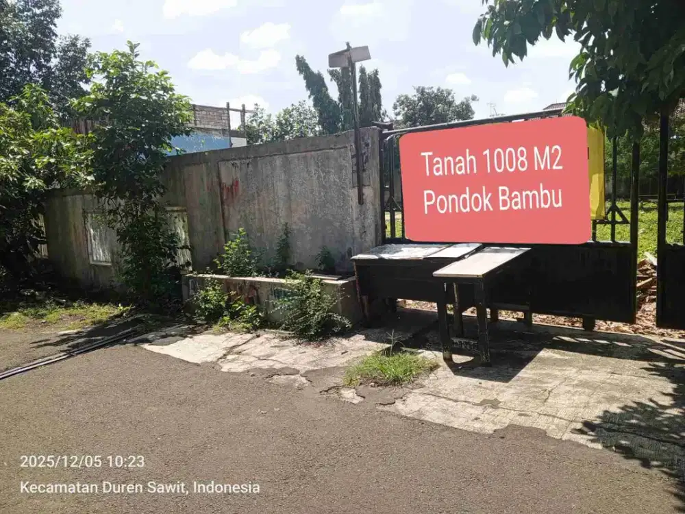 Tanah 1008m2 Pondok Bambu Jln 2mobil Jakarta Timur