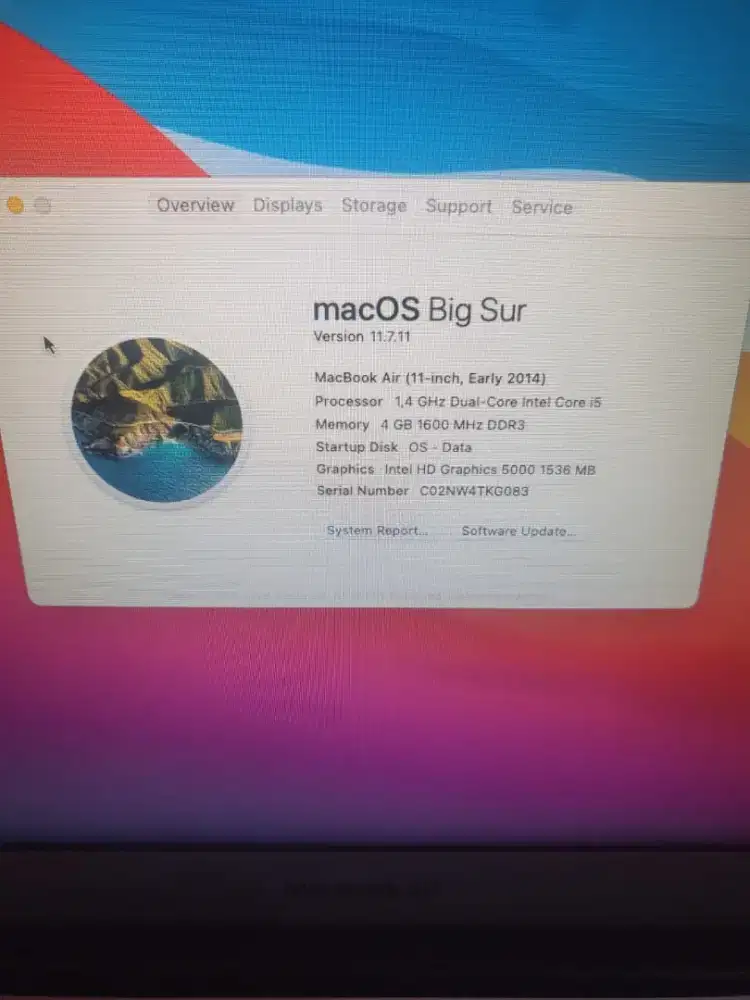 Mackbook Air 11 inch early 2014 core i5 ram4 /ssd512gb fulset mulus