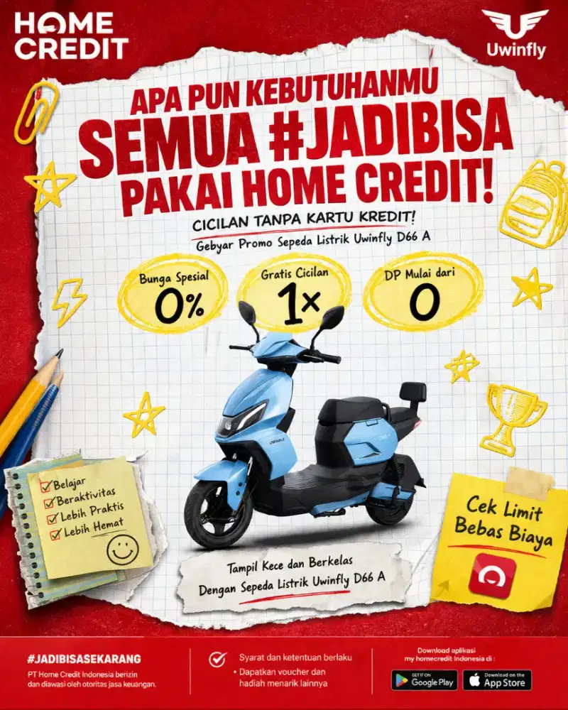 GEBYAR PROMO KREDIT SEPEDA LISTRIK UWINFLY D66 A TERMURAH SEKOTA PLG