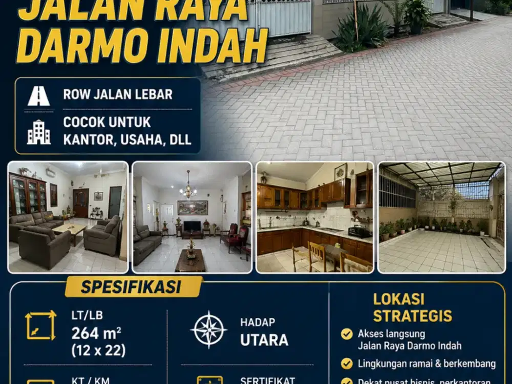 DIJUAL CEPAT MURAH, RUMAH DI JALAN RAYA DARMO INDAH