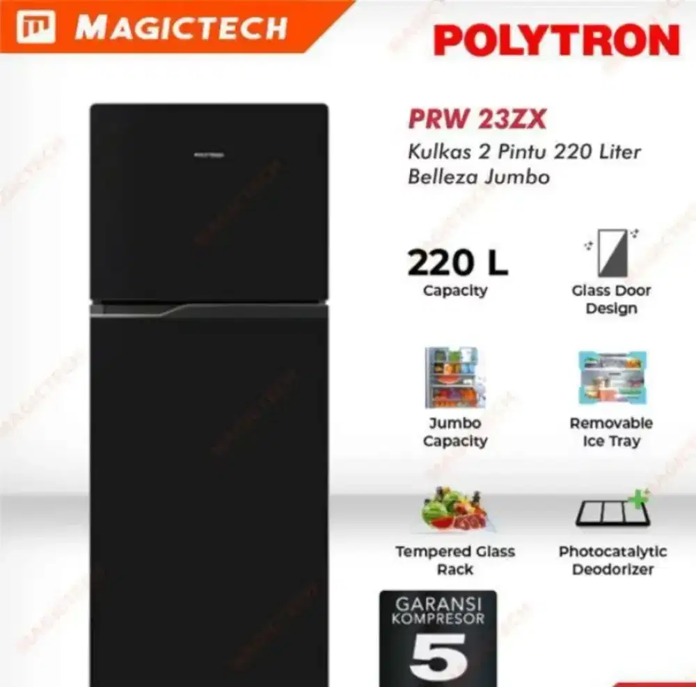 Kulkas POLYTRON 2 pintu Inverter - PRW23-ZX