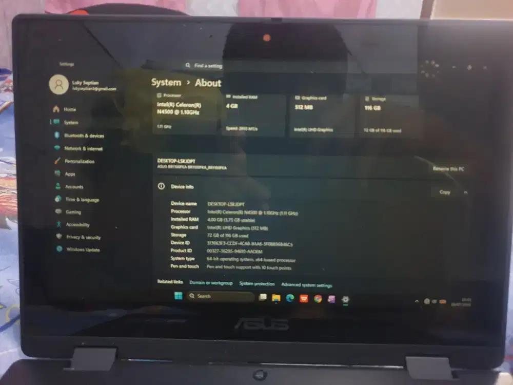 laptop asus BR1100FKA