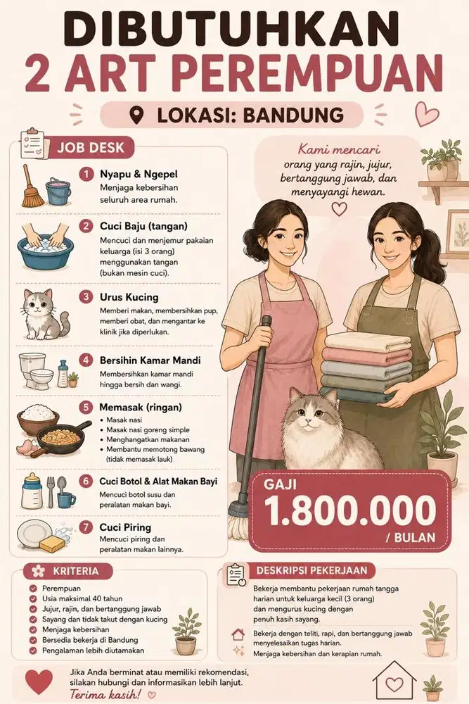 LOWONGAN KERJA ART MAJIKAN LANGSUNG
